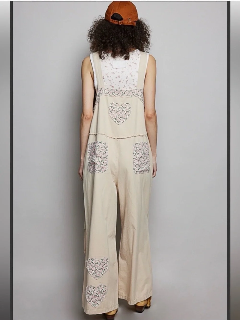 POL Cream Patchwork Wide-Leg Jumpsuit with Floral Trim - Picture 3 of 7